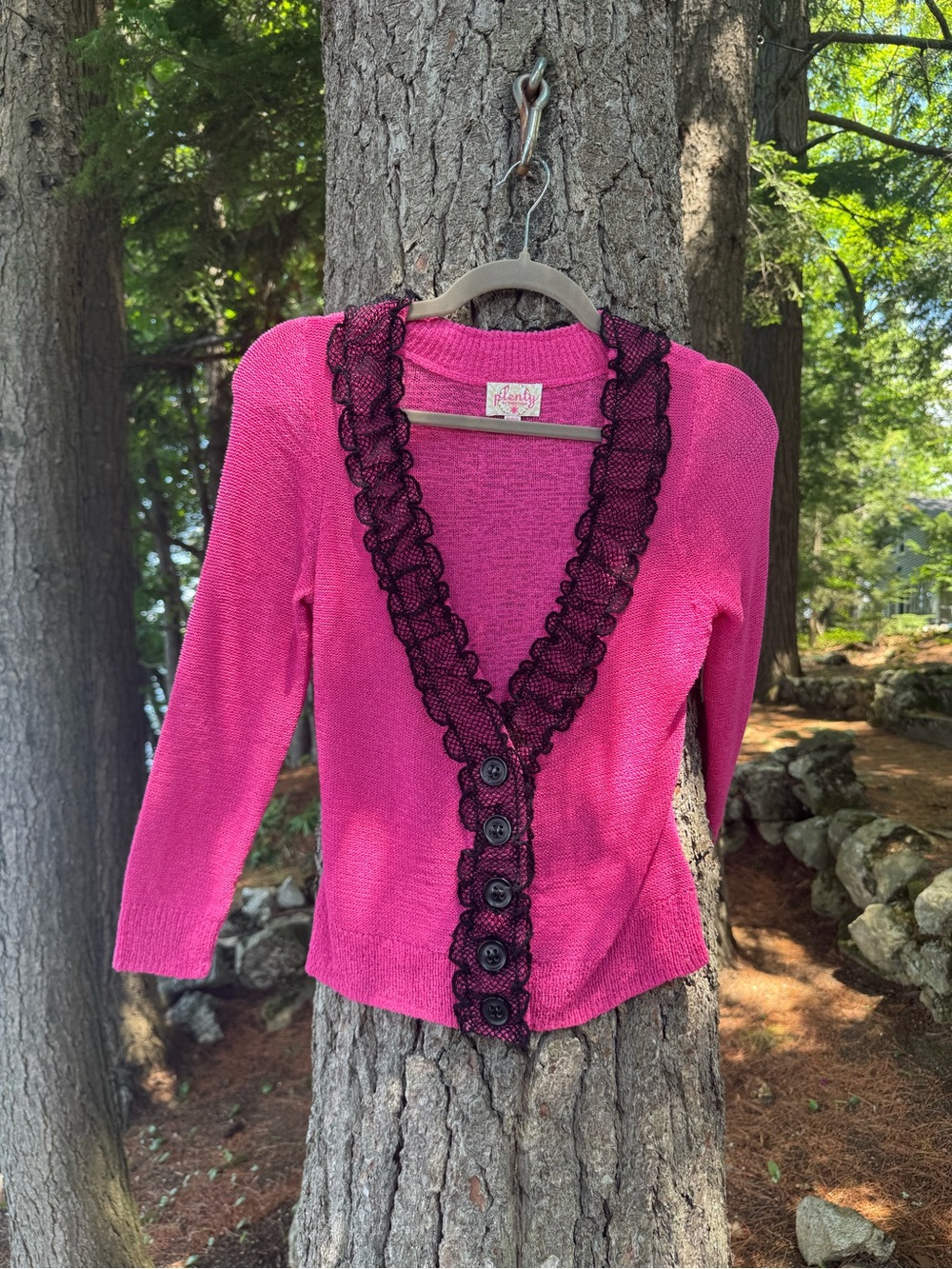 Plenty by Tracy Reese Hot Pink Cardigan with Black Trim S